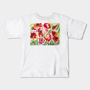 Poppies Watercolor Painting Kids T-Shirt